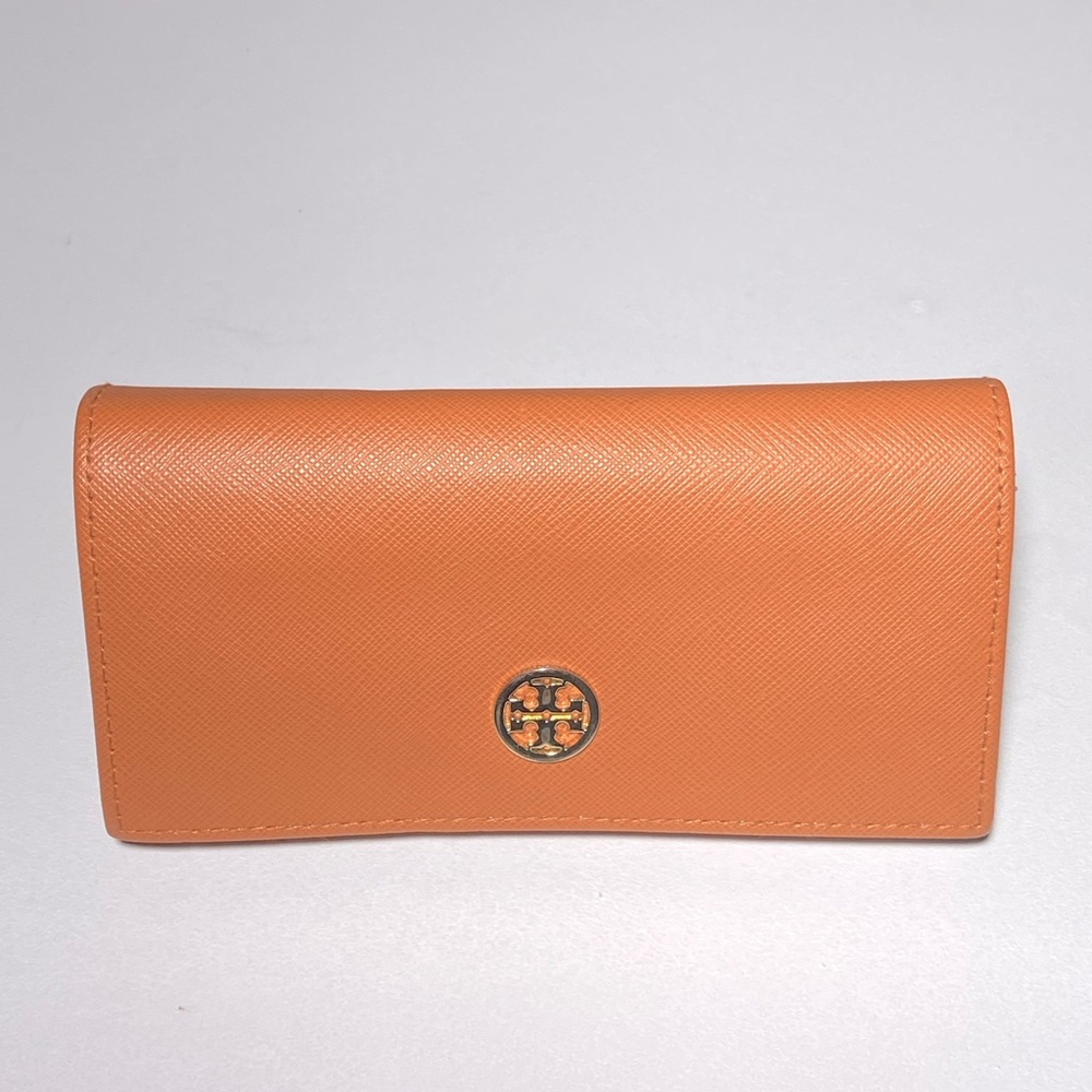 Tory Burch Saffiano Leather Sunglasses Eyeglasses Case Gold Logo with Pouch - Picture 2 of 15
